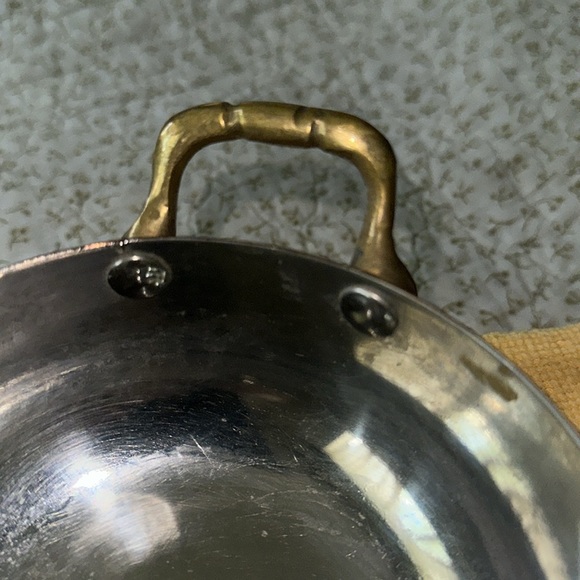 Copper Double Handled Pot w/5” diameter and silver colored lining (ALX) - Picture 3 of 7